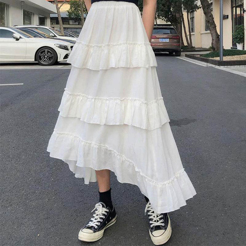 High Waist Layered Cake Skirt Irregular MIDI Long skirt