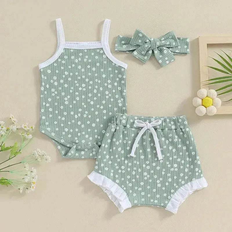 Barboteuse décontractée pour nouveau-né fille avec bandeau à nœud papillon - Ensemble deux pièces pour bébé fille