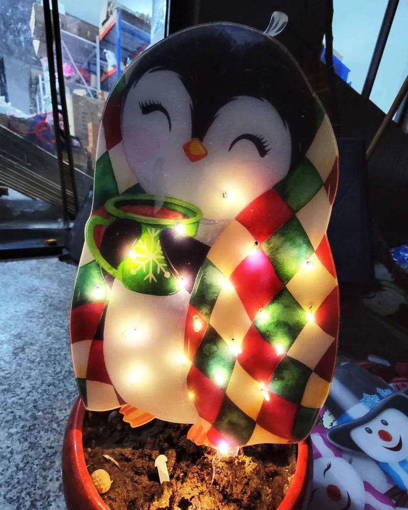 Christmas Scene Decoration With LED Lights Christmas Snowman Ornaments