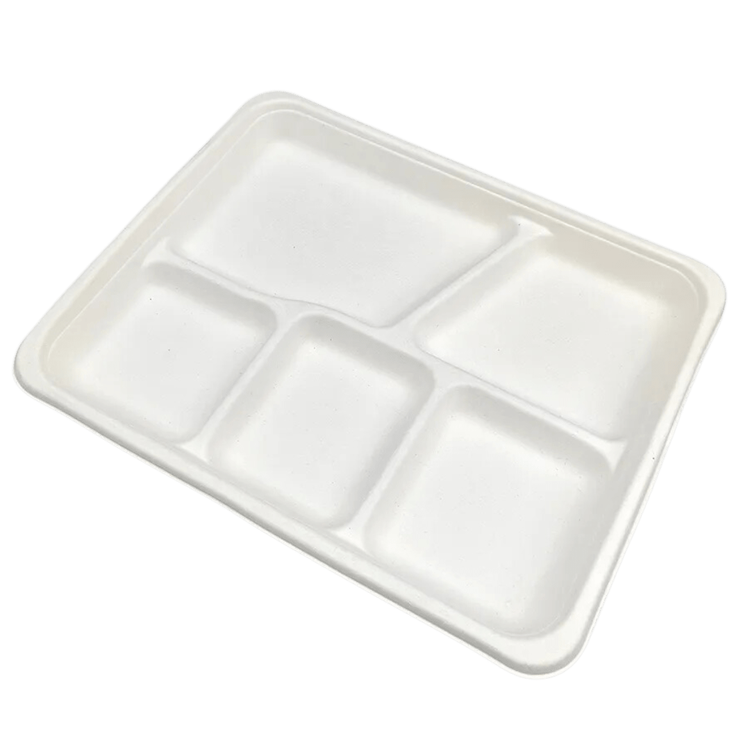 10" x 8" Sugarcane Trays - 5-Comp.
