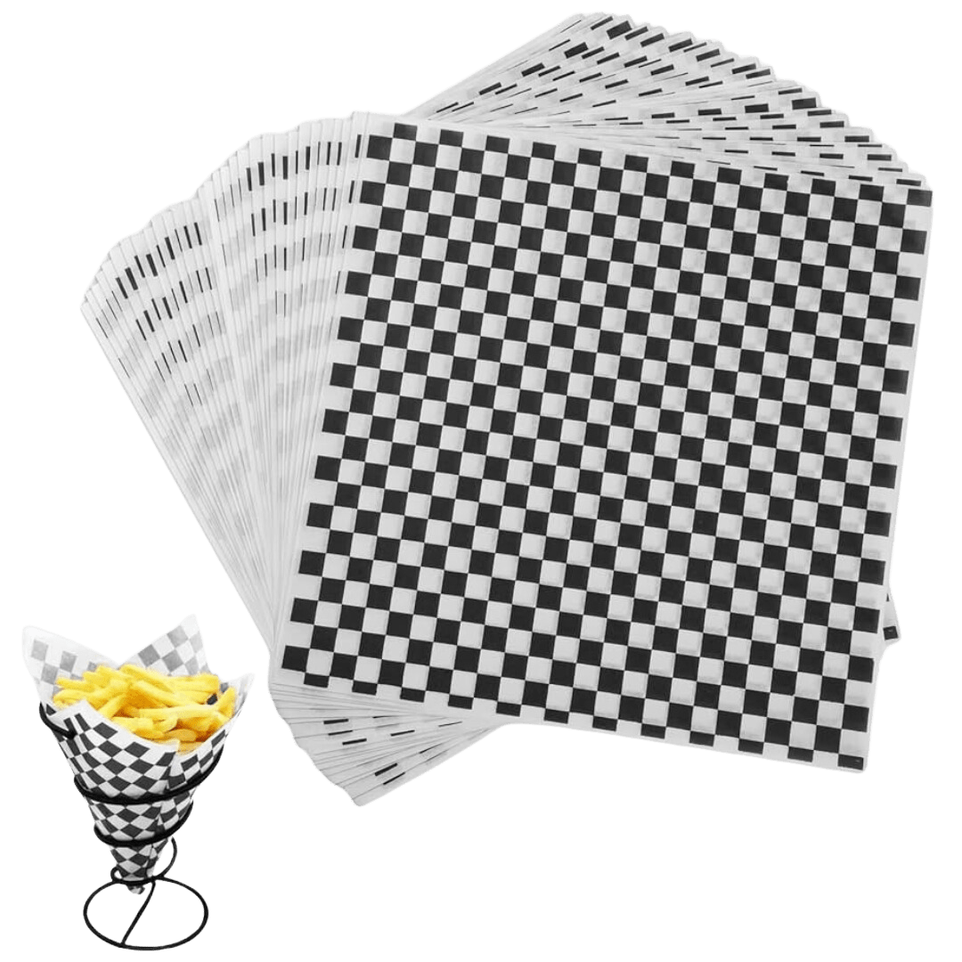 12" x 12" Black Checkered Wax Paper