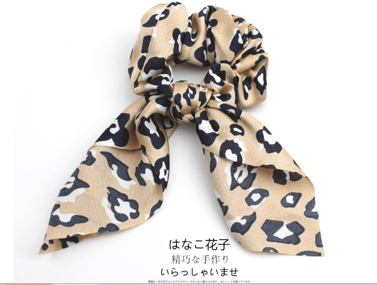 4pcs Leopard Pattern Silk Scarf Hair Scrunchie