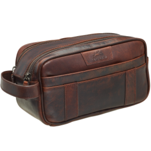 Buffalo Dual Top Zipper Toiletry Bag Brown