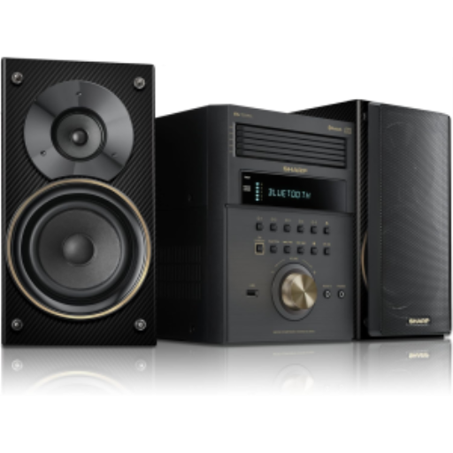 Sharp XL-BH250GL 5-Disc Micro Shelf System – Bluetooth Streaming, NFC, and Carbon Fiber Finish