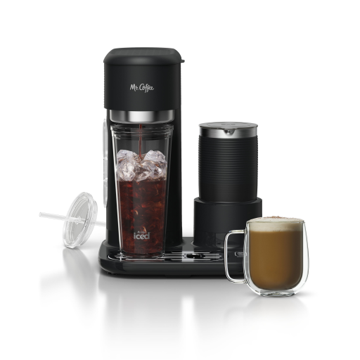 Machine à café individuelle Mr. Coffee 4-en-1 pour latte, café glacé et café chaud avec mousseur à lait
