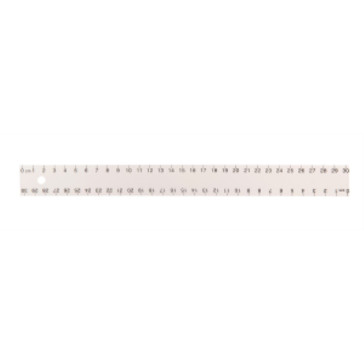 30cm White Plastic Ruler (cm 0-30) /
Règle blanche en plastique de 30 cm (cm 0-30)