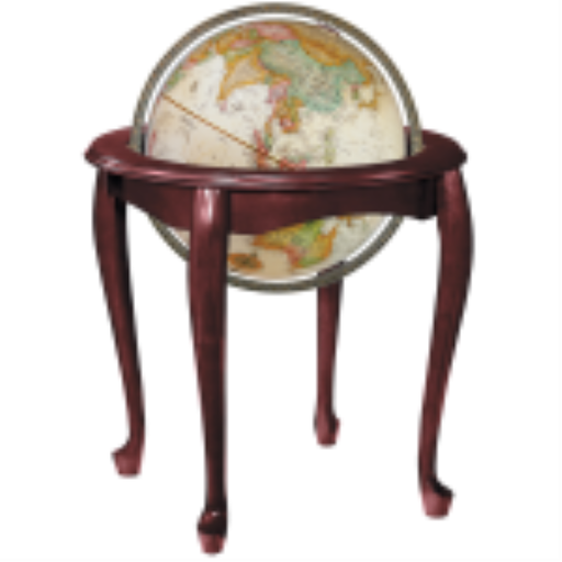 Queen Anne 16"/40.5 Cm Diameter Antique Ocean Floor Globe (English) - Ships in 2 boxes