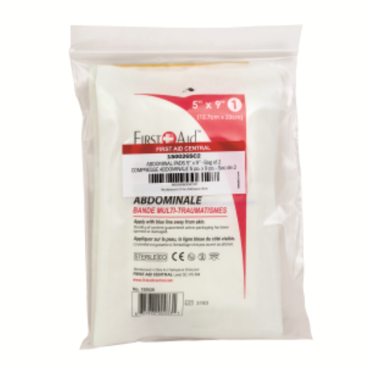 Abdominal Trauma Pad, 12.7 x 22.9 cm, (5"x 9"), 2 Per Bag