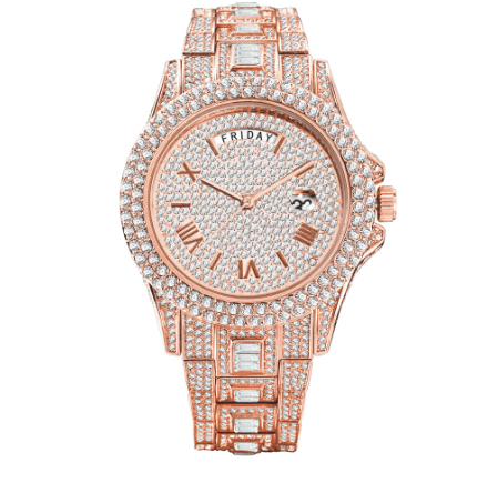 Montre entièrement sertie de cristaux glacés