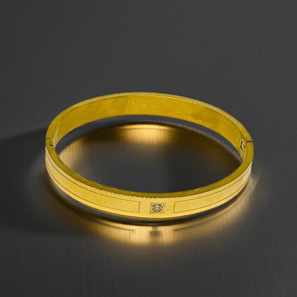 18K Gold Plated Stone bangle