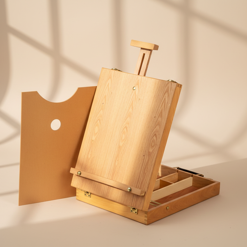 Tabletop Easel with Sketch Box and Wooden Palette - 13" x 17" x 1/2"