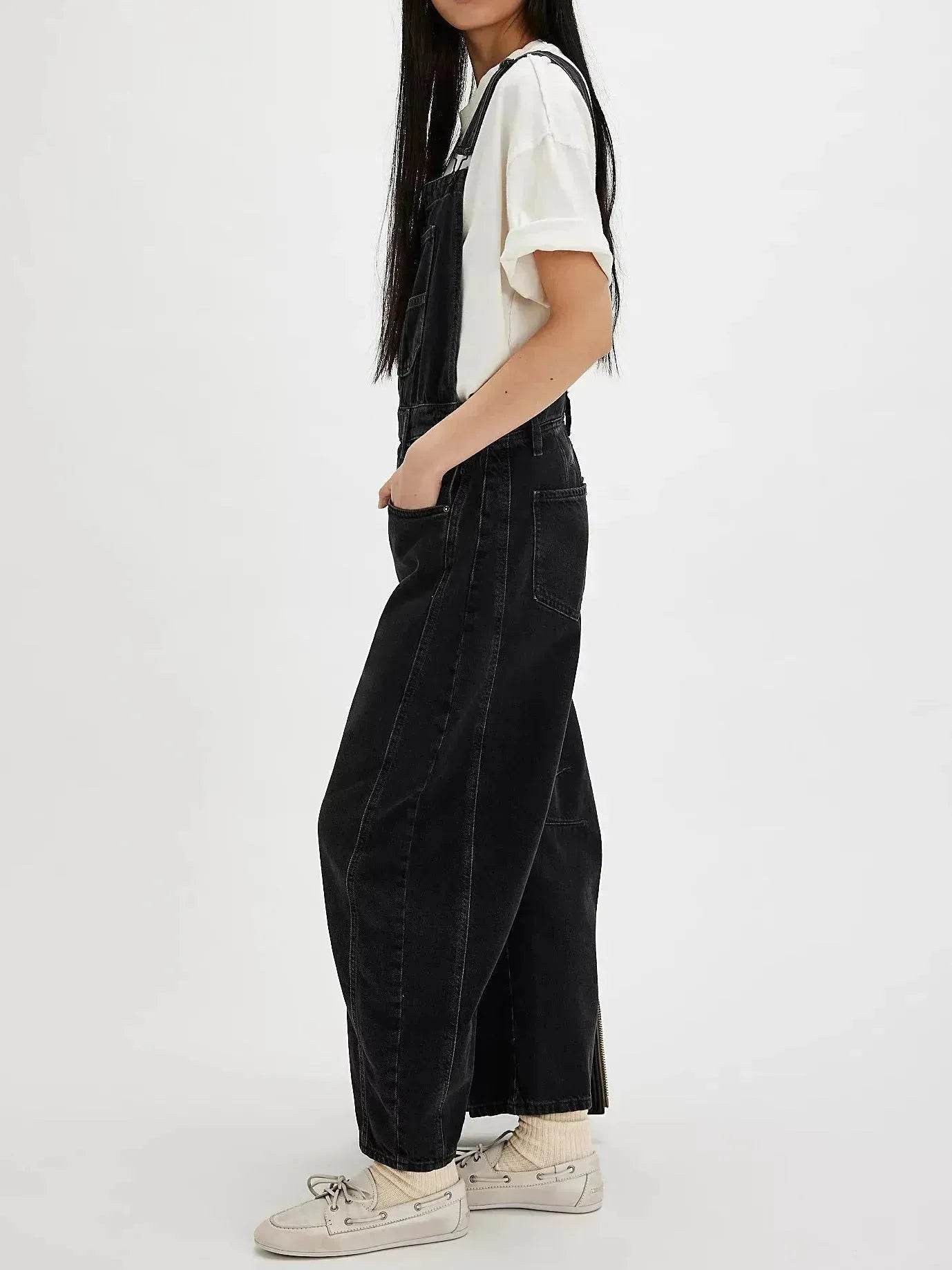 Casual Loose Denim Overalls Street Jeans Jumper Pant Denim Jumper for Women