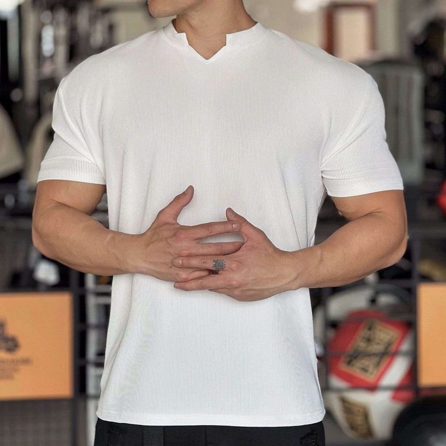 Anti Wrinkle Men Short Sleeve Active wear T-shirt for Workout Gym trainings