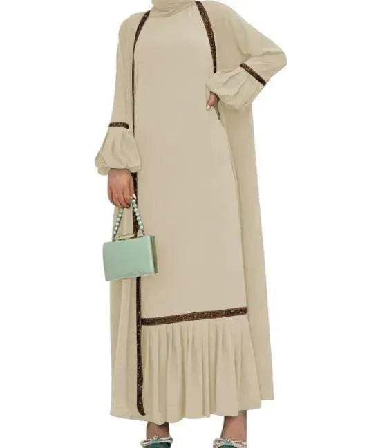 Elegant Two piece for ArabWomen Abaya Underwear dress and Kimono Abaya Open front Abaya for Middle Easter Arab Dubai Women