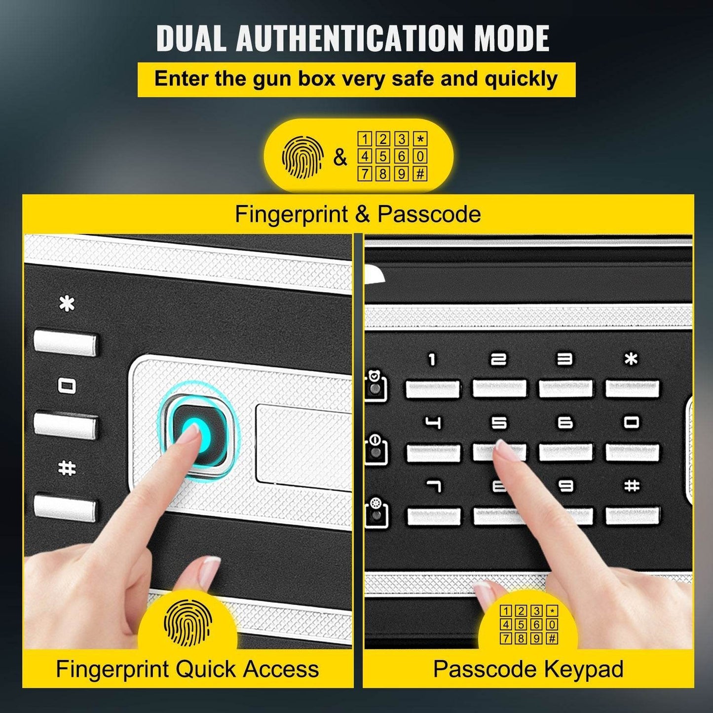 High Security Safe Box, 2.1 CU.FT Fingerprint Safe Box 2 Keys & Digital Keypad, Q235 Steel Safe Box