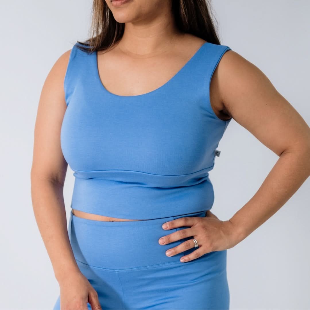 Ladies Bamboo Longline Bralette-Style Tank | Tidal Blue