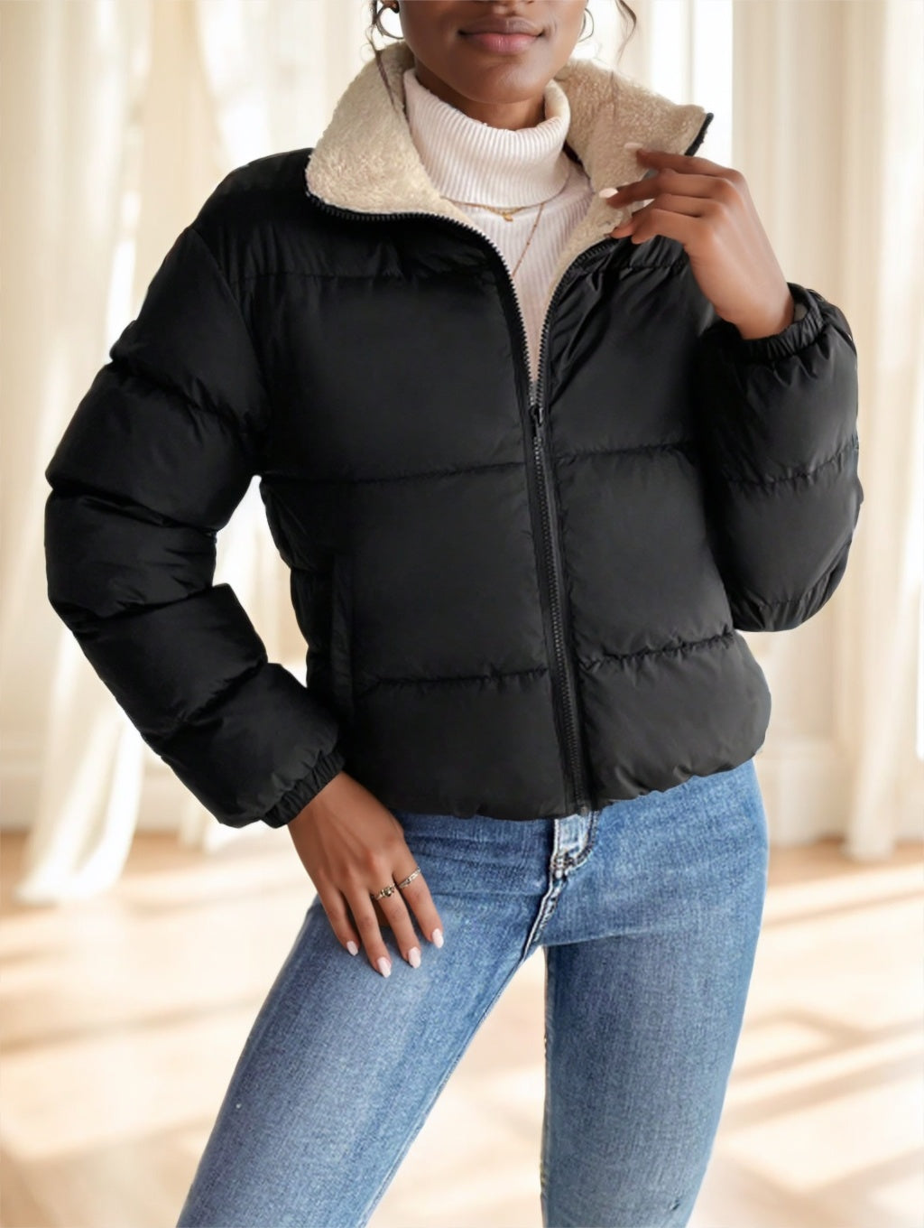 Women's Frenchy Zip-Up Reversible Hooded Jacket