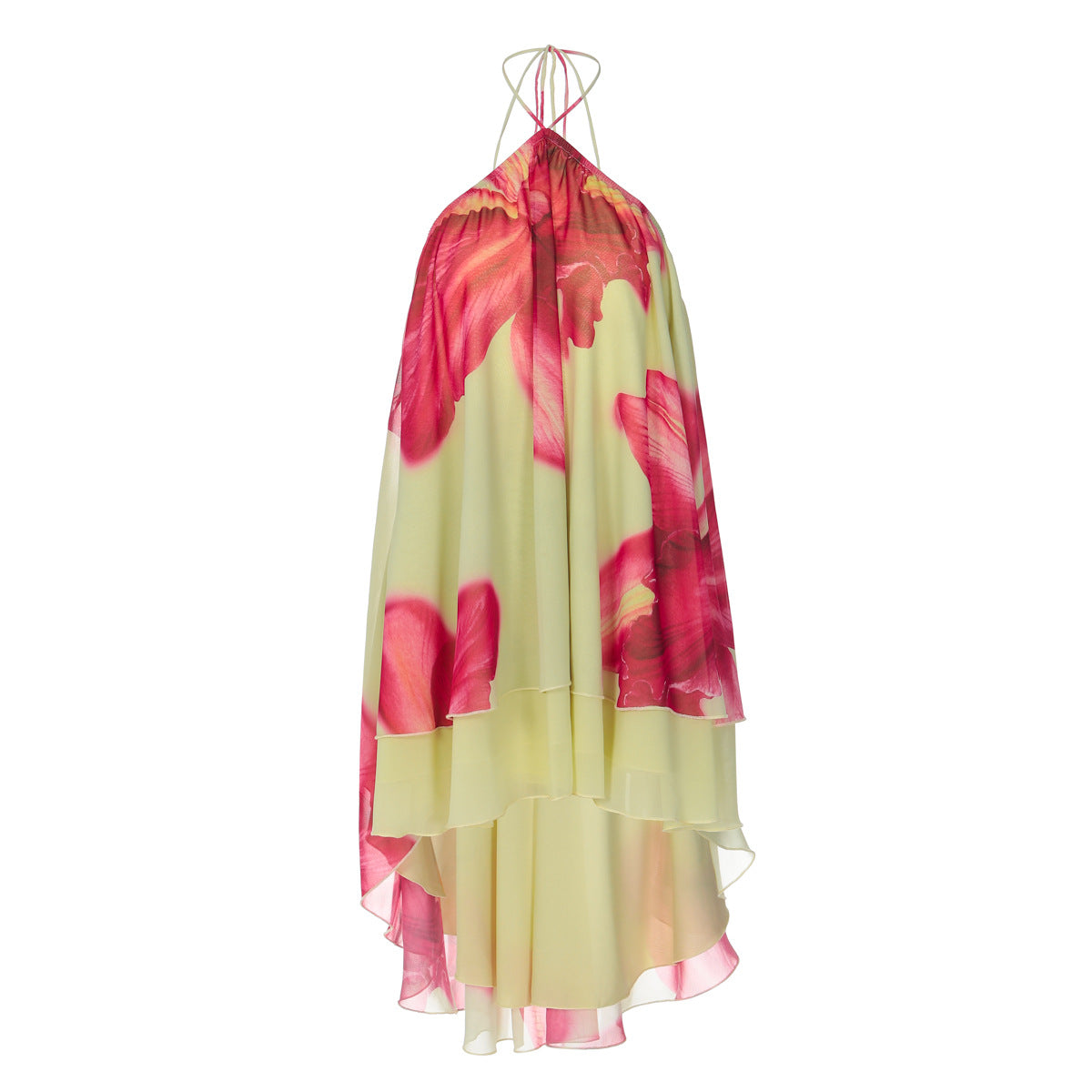 Women's Spring Summer Floral Asymmetrical Backless Resort Dress