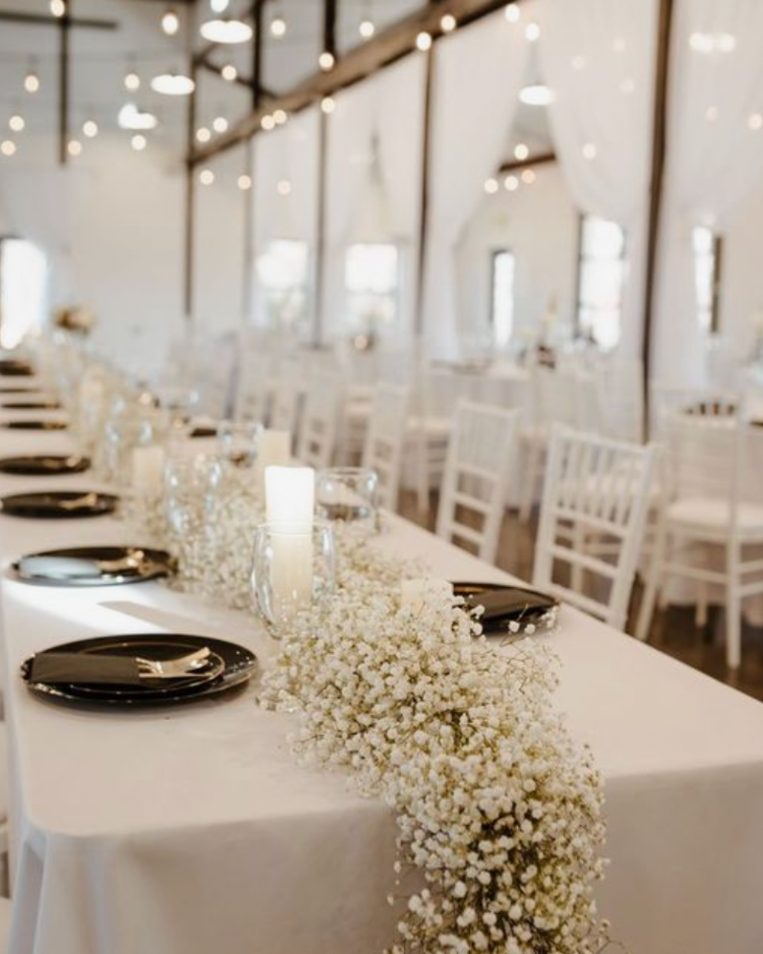 Fresh Garland Table Runner - Eucalyptus, Baby' Breath, Ruscus