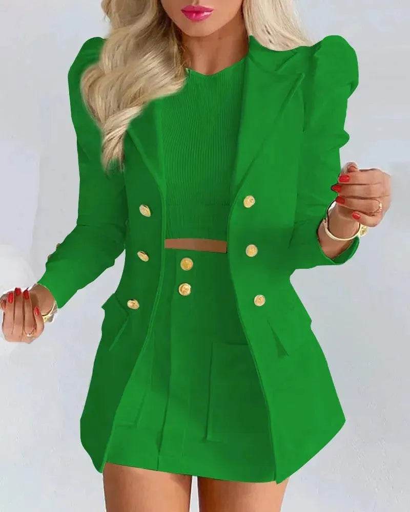 Women Slim fitted Formal Fashion Short Skirt suit co ord skirt set for women
