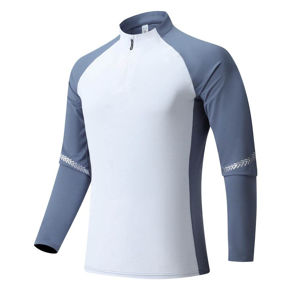 Mock Neck Half Zip Workout top for Men Long Sleeve exercise top