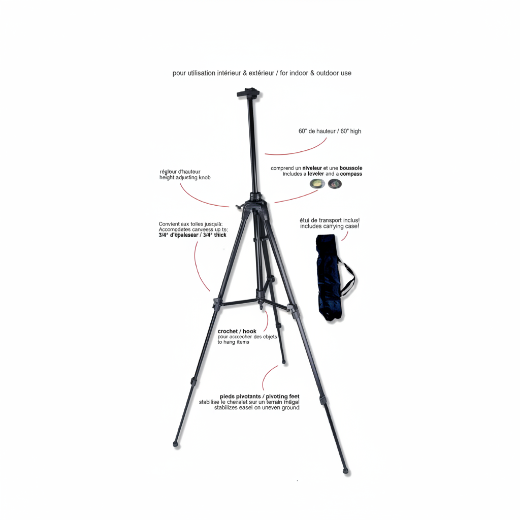 Portable Steel Field Tripod Easel + Travelling Bag
