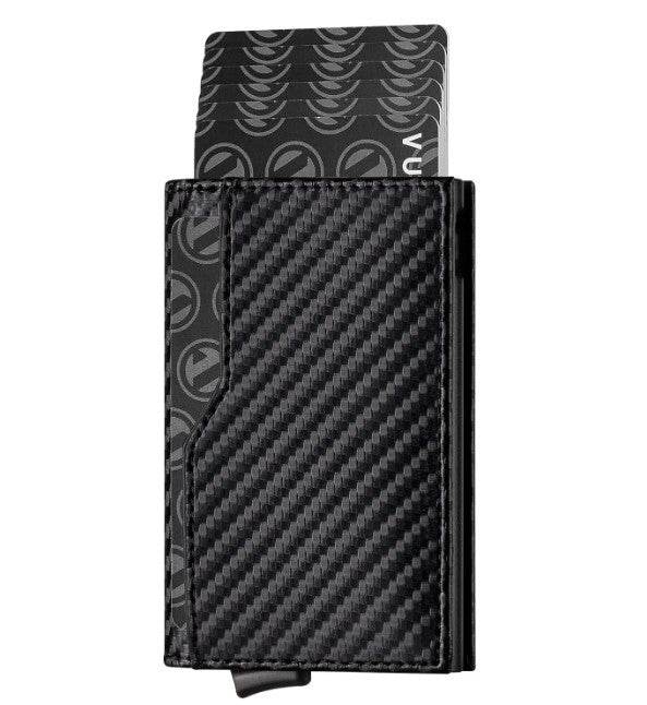 Credit Card Case With Double Id Window Rfid Blocking Automatic Leather Up Card Wallet