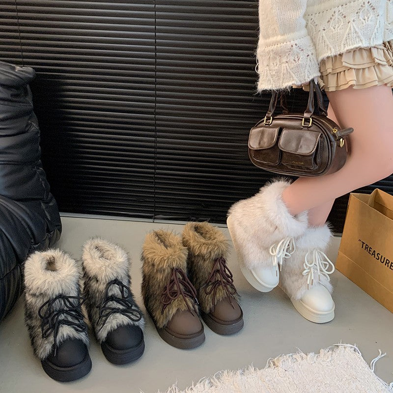 Women’s Fleece-Lined Snow Boots – Warm Height-Increasing Winter Boots with Thick Sole