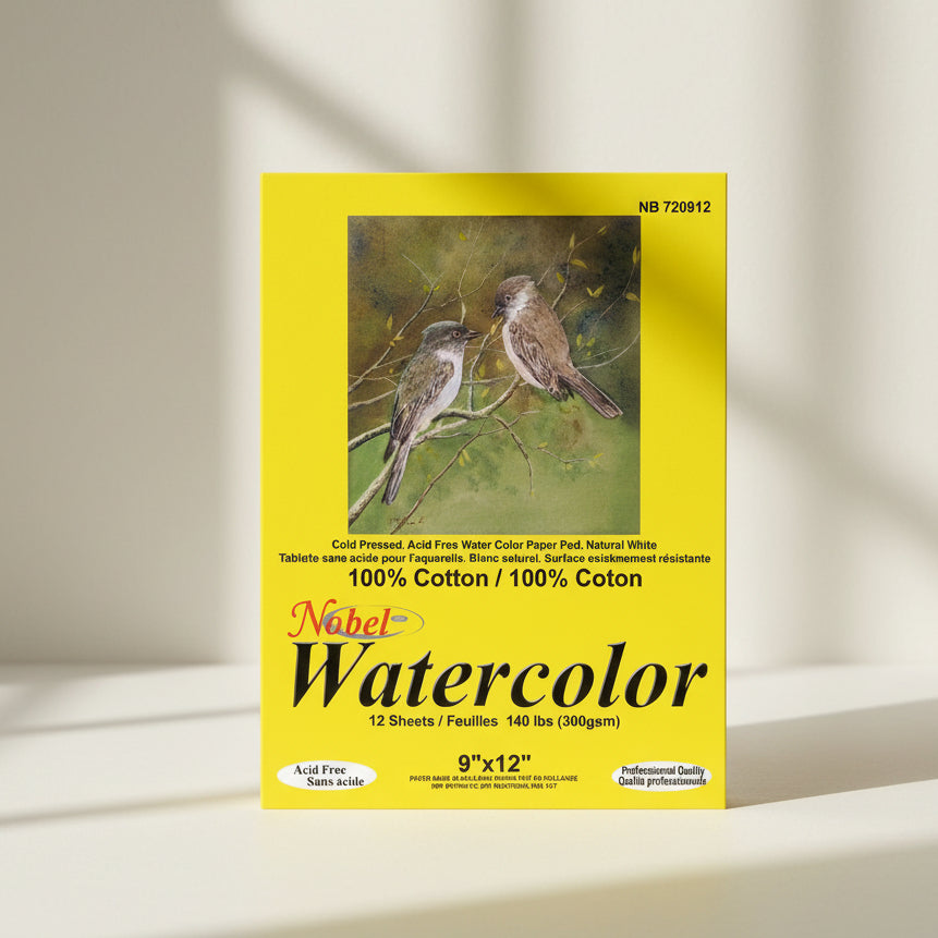 100% Cotton XL Watercolor Paper Pad, Made in Holland, 300gsm, 12 Sheets