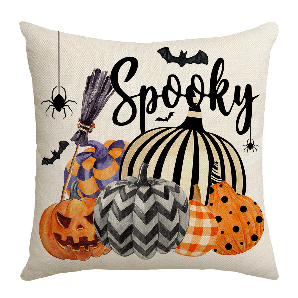Halloween Cartoon Car Pumpkin Pillow Cover – Nordic Festival Sofa Cushion Case 45×45cm