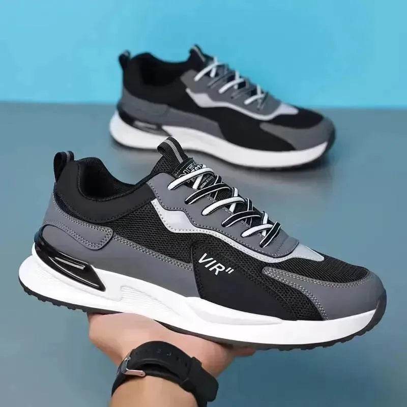 Chaussures en maille color block pour hommes Baskets décontractées à lacets Chaussures de sport de course respirantes pour l'extérieur