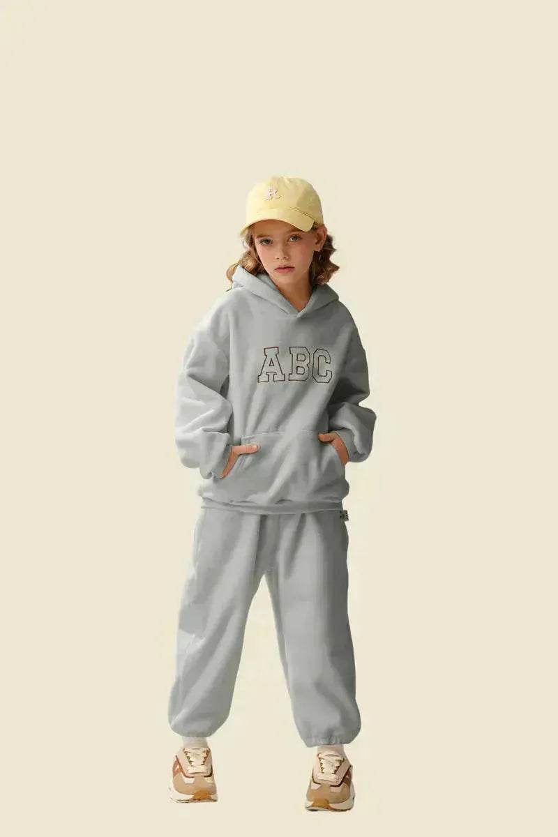 Children Unisex Sports Brushed Hoody Trousers Suit Unisex Hoodie two piece for kids