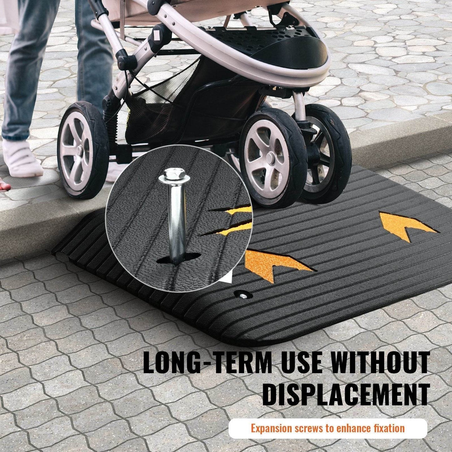 Upgraded Rubber Threshold Ramp, 3.5 Rise Door Ramp With 1 Channel, Natural Rubber Car Ramp With Non-Slip Textured Surface, 33069 Lbs Load Capacity Curb Ramp For Wheelchair And Scooter
