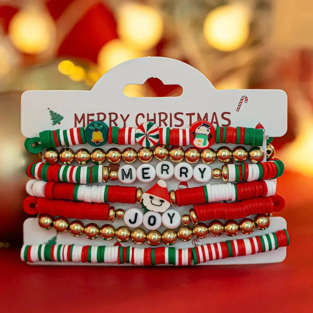Christmas Polymer Clay Color Bracelet set Xmas gift idea