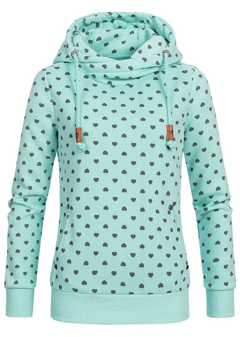 Women Printed loose hooded sweatshirt