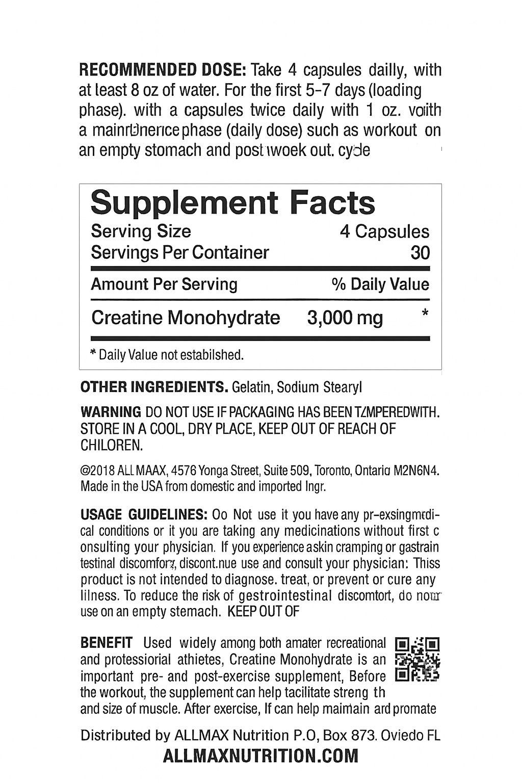 ALLMAX Creatine 3000 Capsules for Muscle Growth Online
