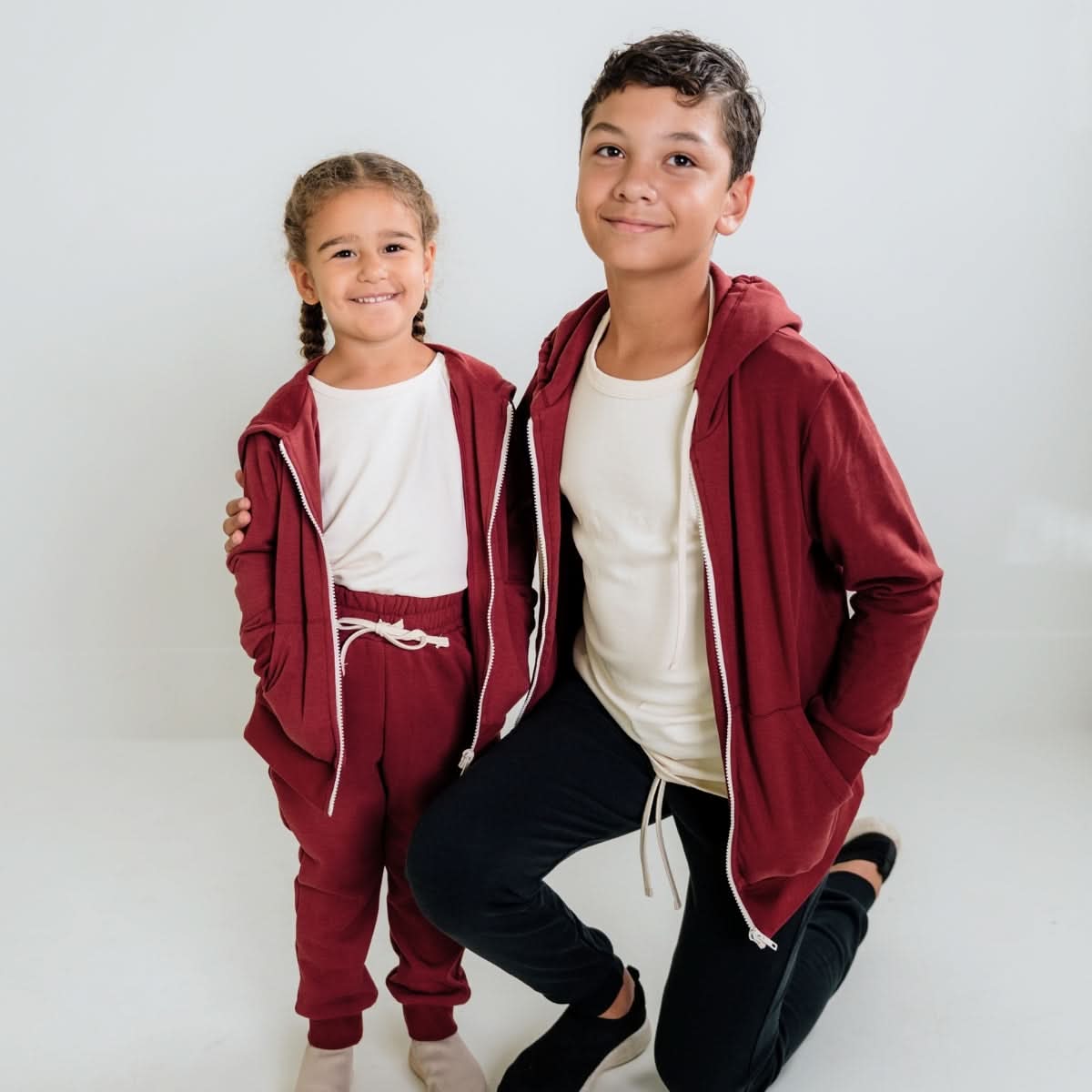 Kids' Bamboo Fleece Zip-Up Hoodie | Terracotta