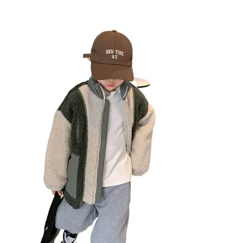 Children Lambswool fleece Warm Thickened Winter coat Cardigan Kids