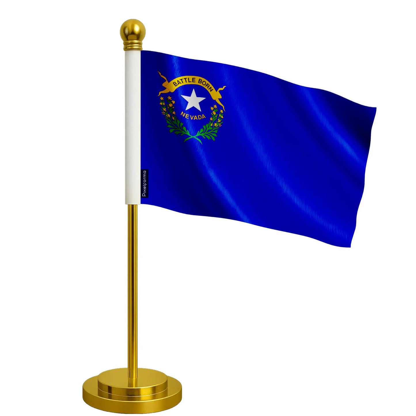 Drapeau De Bureau Du Nevada – Polyester – Socle Acier Inoxydable