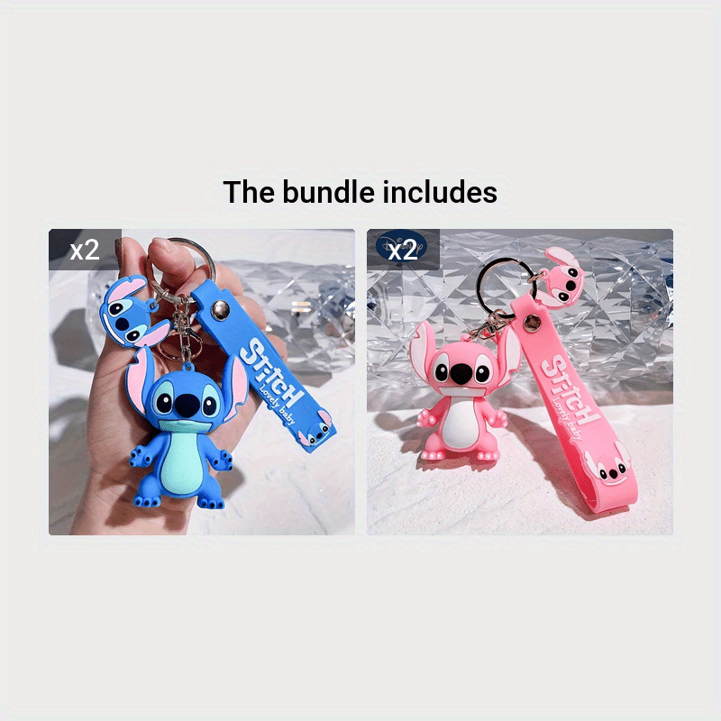 1pc Disney Lilo & Stitch Keychain, 3D Cartoon Character Charm, Ideal For Backpack, Car Keys Bag Charms, Birthday Party Favors