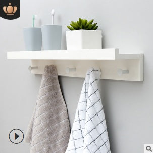 Bamboo Wall Shelf with Hooks – Creative Word Partition Floating Storage & Display Rack