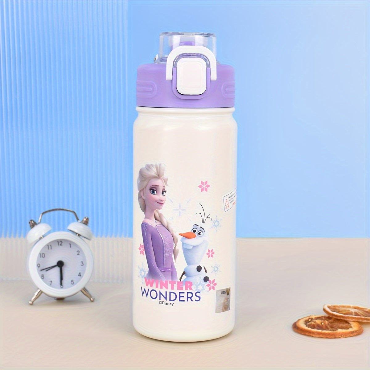 UME Disney-Themed Stainless Steel Insulated Water Bottle with PP Lid - Cartoon Character Design, Leakproof, One-Hand Operation, Safety Lock Feature - BPA Free, Non-Toxic, Portable for Outdoor Activities