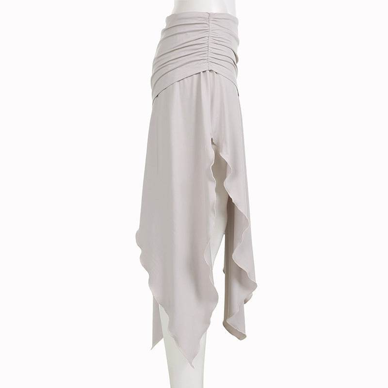Jupe longue fendue asymétrique taille haute