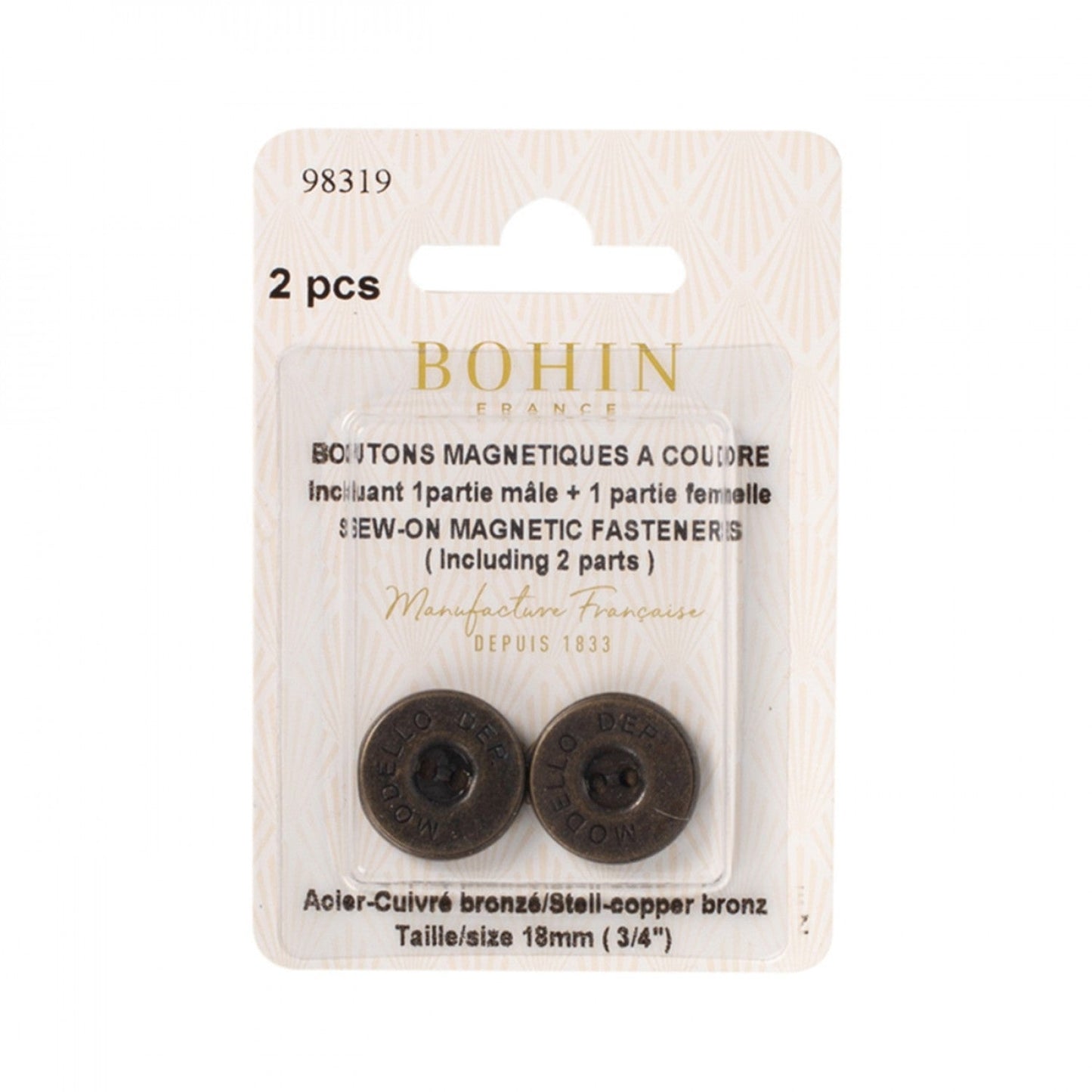 3/4" Sew On Magnetic Button