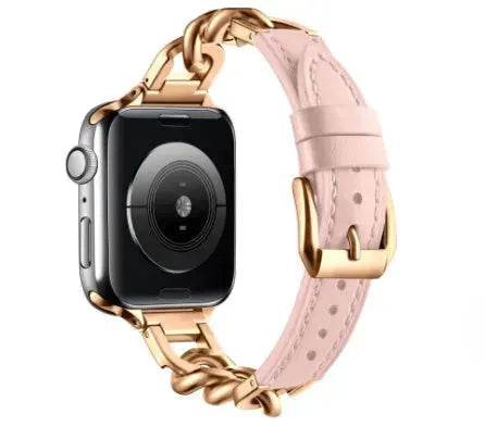Women Leather and Stainless Steel Watch Strap for Apple iwatch