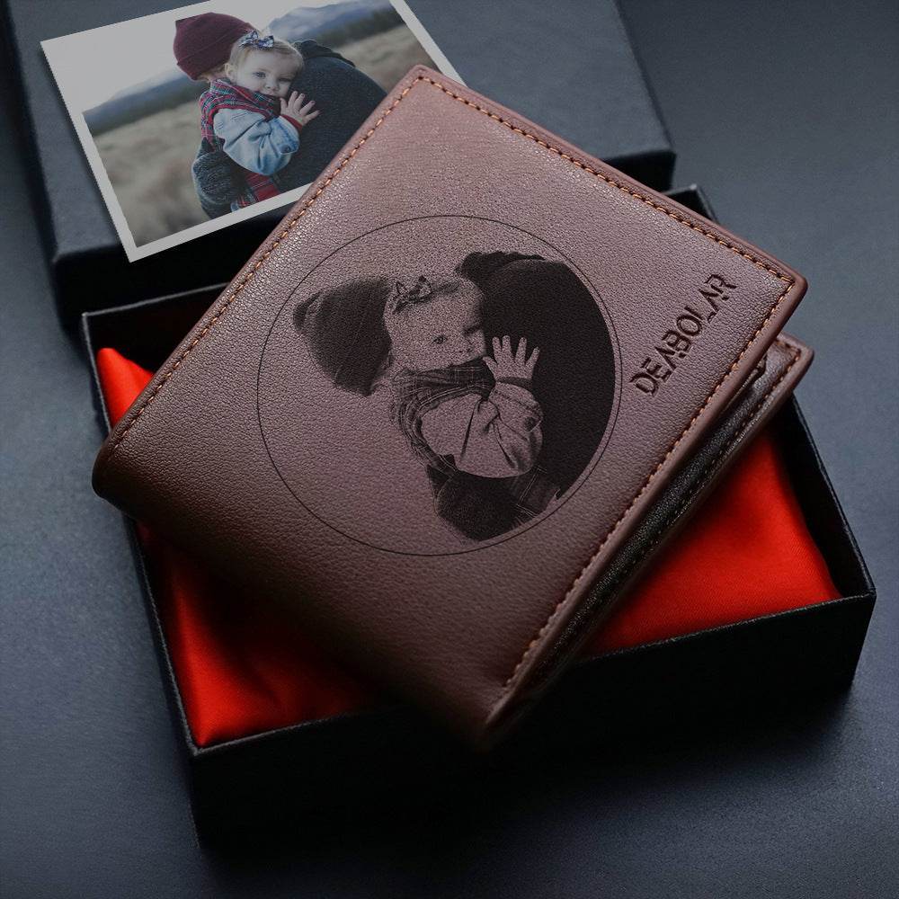 Custom Men's leather Wallet Zipper Valentine's Day gift Personalized Men's Wallet