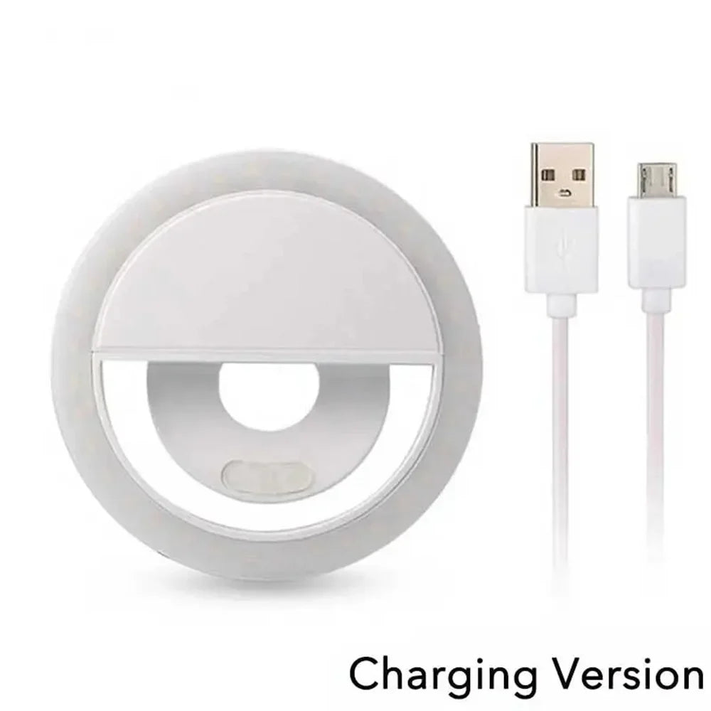 USB Charge LED Selfie remplissage lumière LED Selfie anneau lumière téléphone portable diffusion en direct vidéo LED Selfie anneau lampe pour tous les smartphones