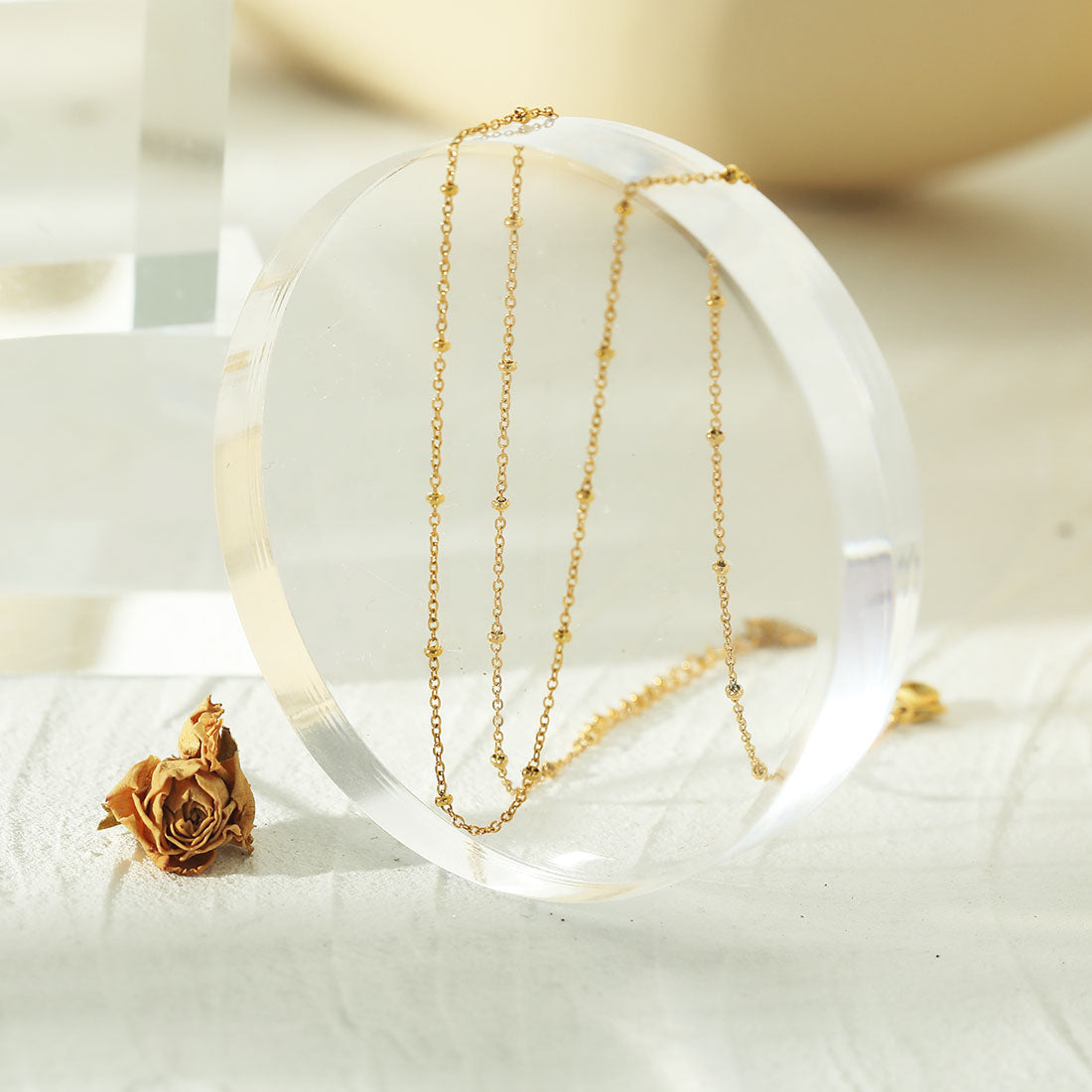 AVERY 20" Gold: Essential Daily Wear Beaded Gold Chain Necklace