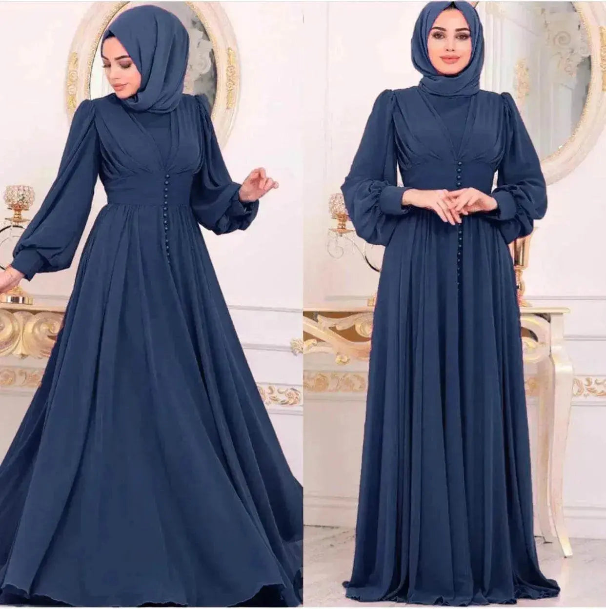 Arab Women's Clothing Long Sleeve Chiffon Dress