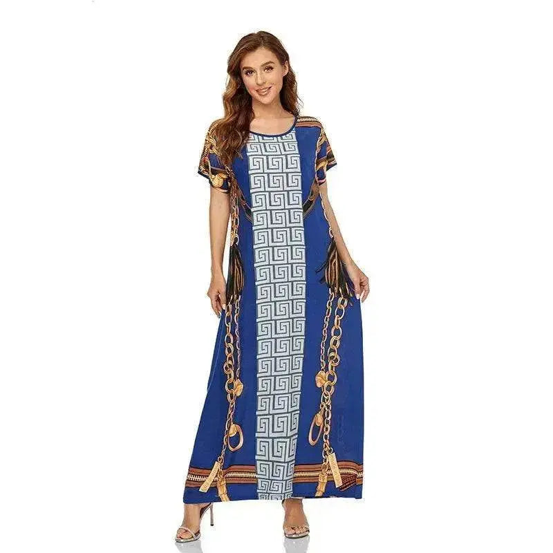 Arab Women's Dress Short Sleeve Loose Hem